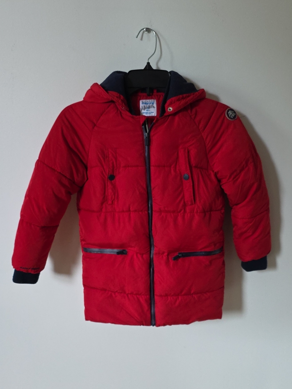 Mayoral Red Quilted Puffer Coat with Hood, 8Y